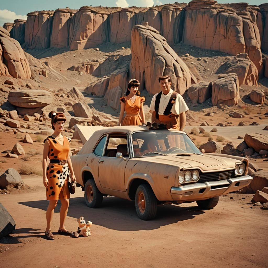 The Flintstones in Cinematic Film Still