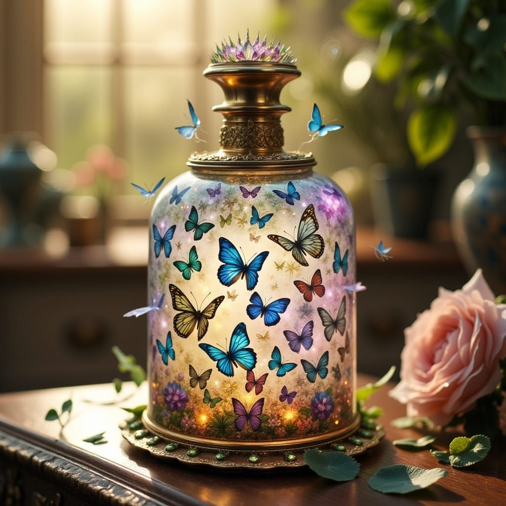 Ethereal Perfume Jar in Whimsical Floral Fantasy