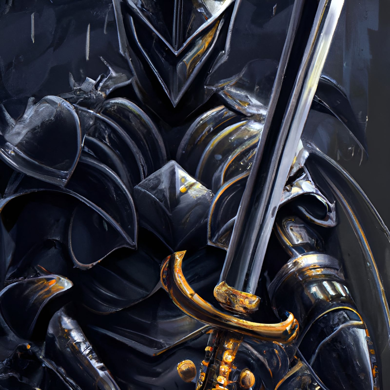 Fantasy Black Knight with Massive Sword