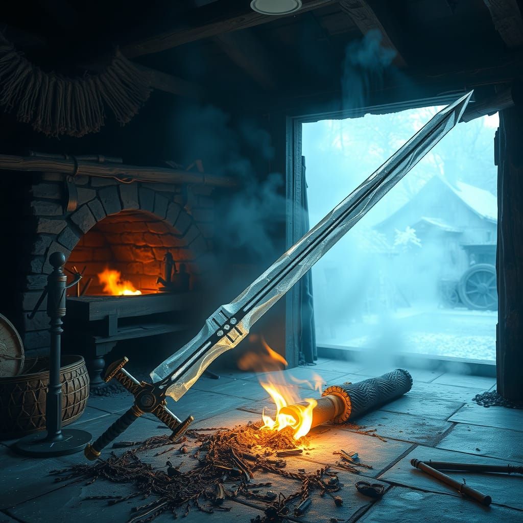 Frosty Zweihander Lies Beside Ancient Forge