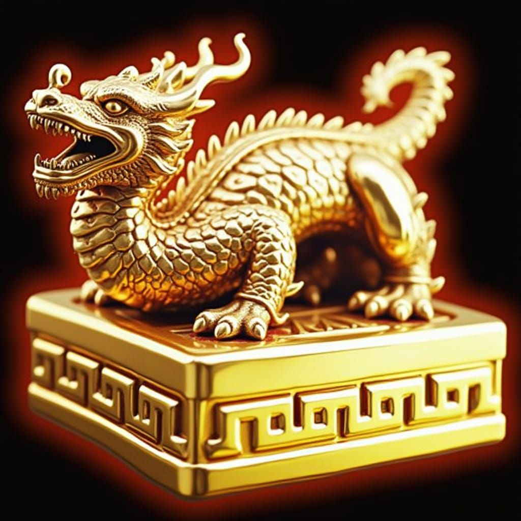 Golden Imperial Dragon Seal in Sci-Fi Style