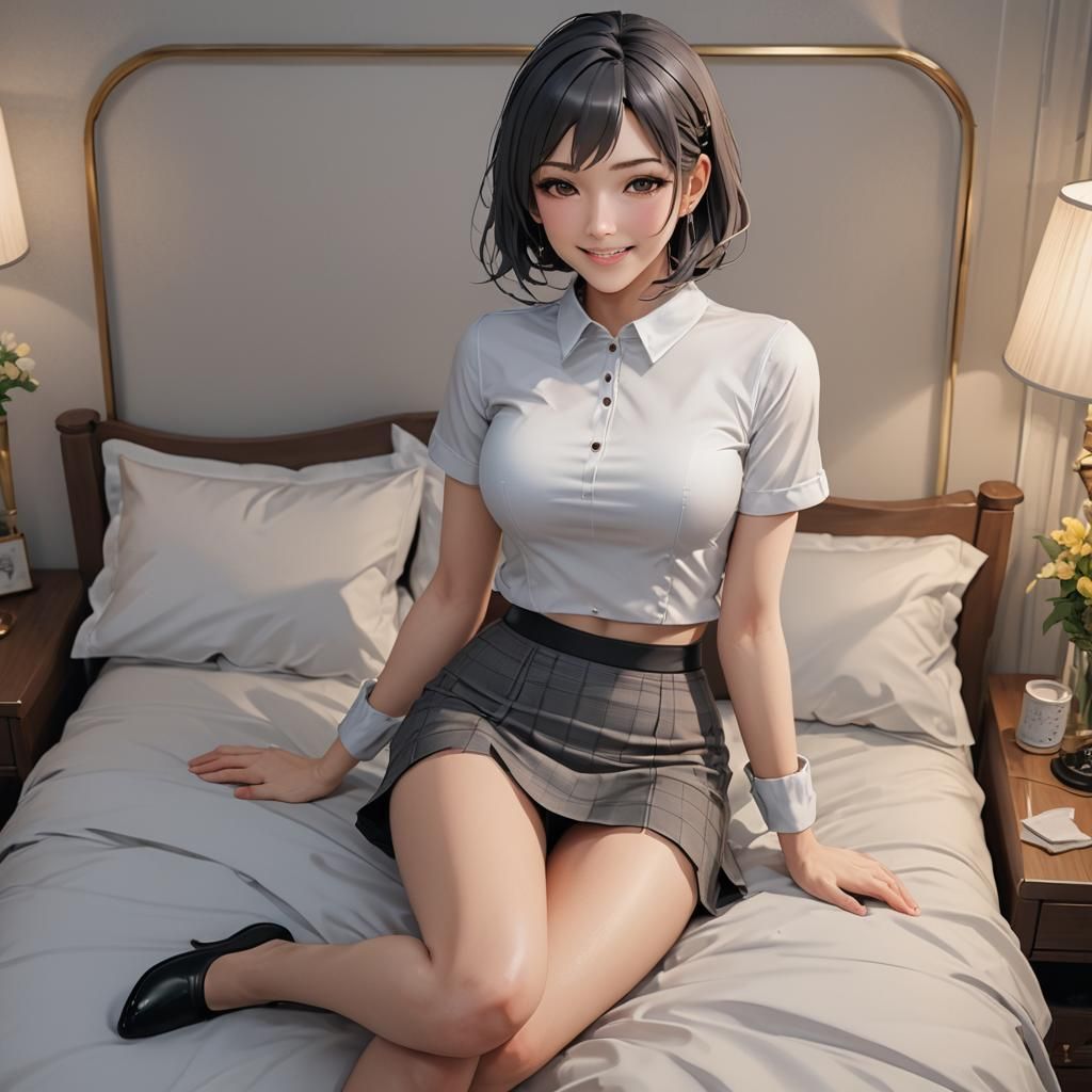 Mature Woman in Bedroom, 3D Anime Art