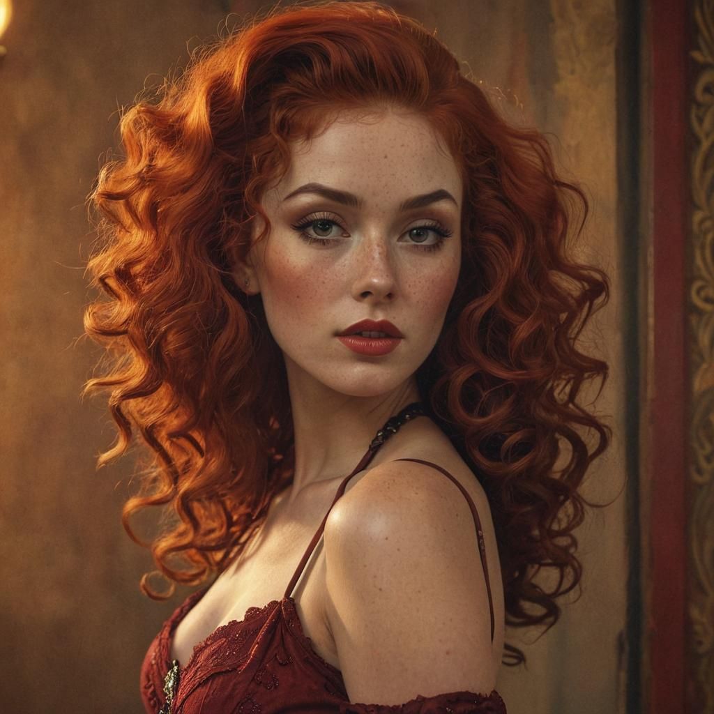 Saloon Girl Pin-Up Illustration in Sunset Light