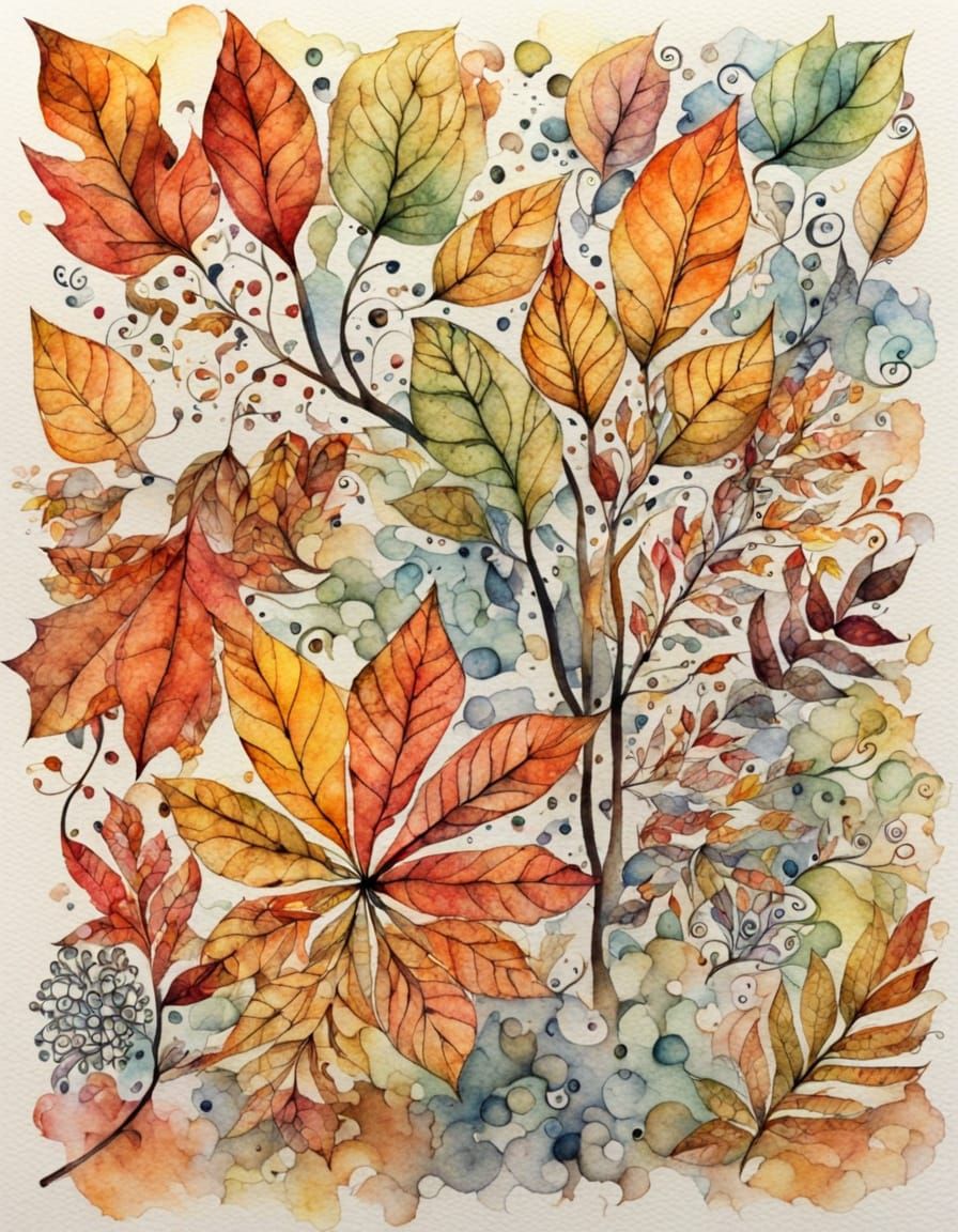 Autumn Watercolor Zentangle Art