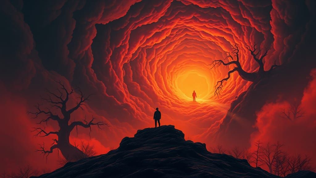 Eerie Mystical Realm with Swirling Clouds