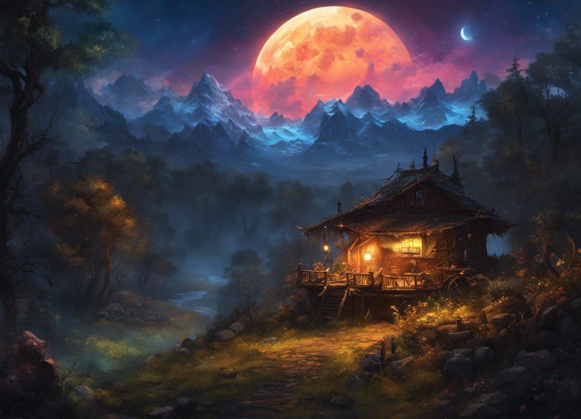 Fantasy Nightscape Album Cover Art in 8K