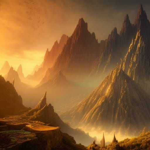 Fantastical Landscape in Deep Color, Matte Painting