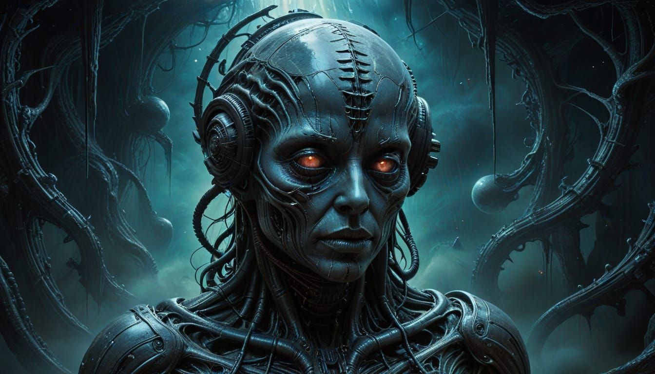 Astronaut Tethered to Cosmic Crystal in Vibrant Nebulae