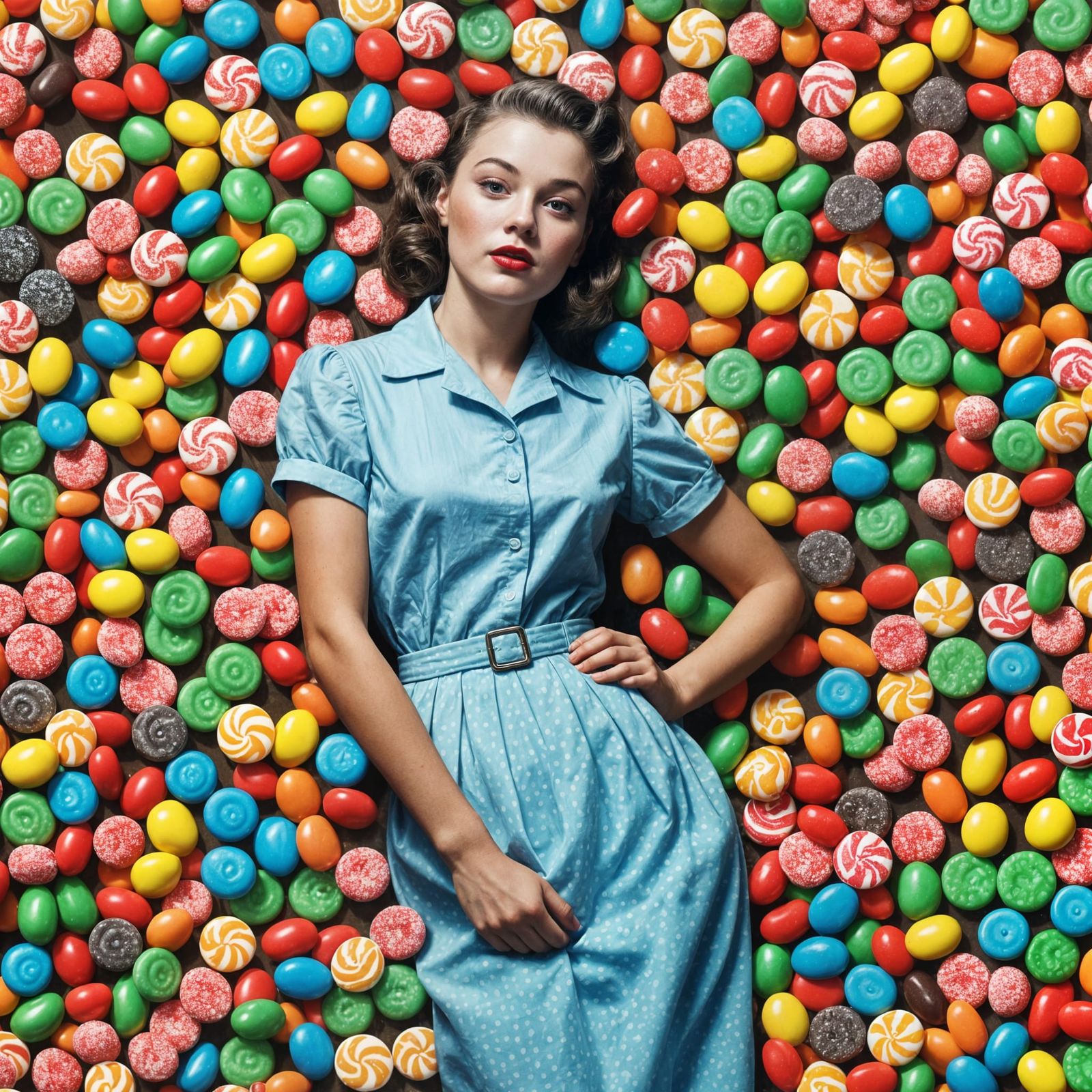 Vintage Candy Woman: Photorealistic Masterpiece