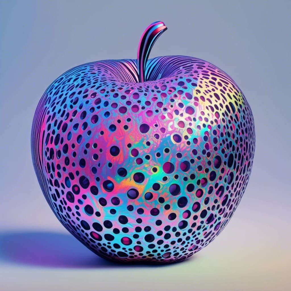 Psychedelic Apple in Holographic UV Lineart