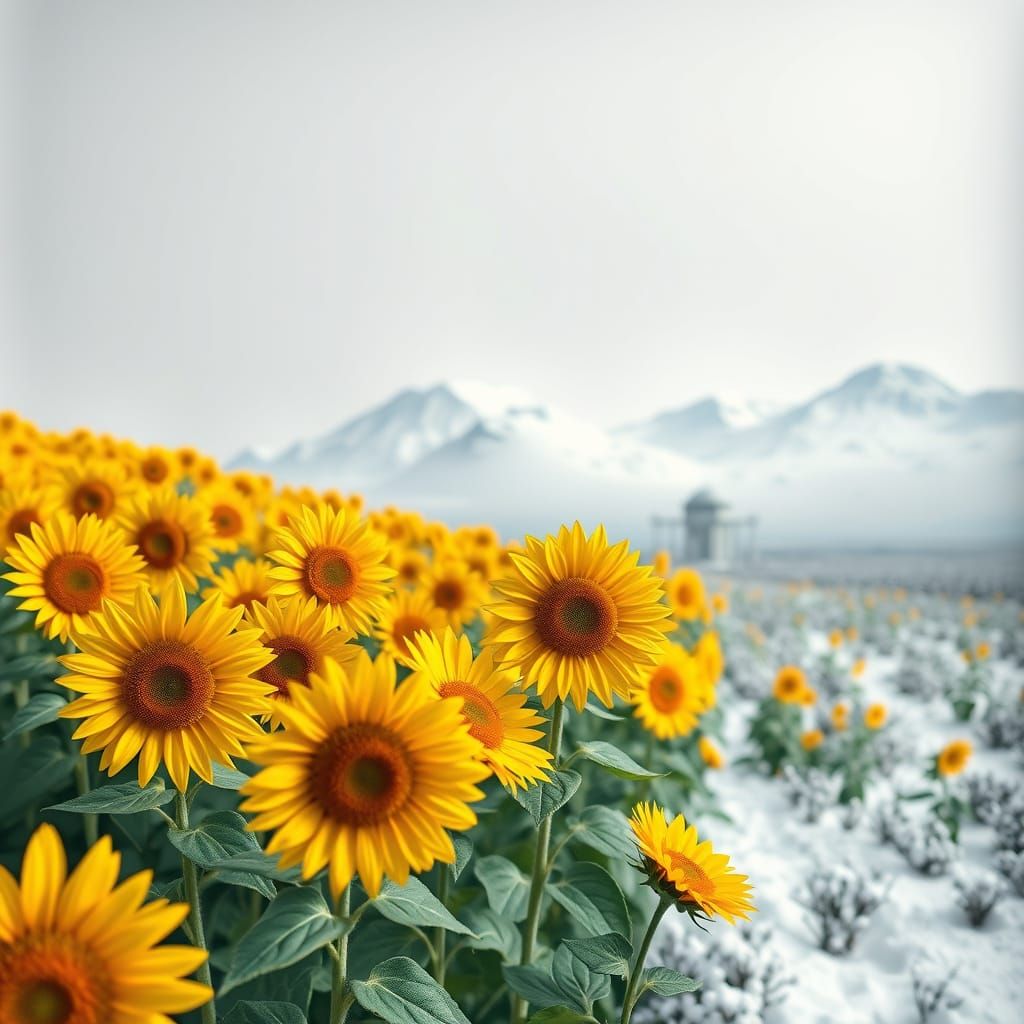 Sunflower Field to Winter: Origami Papercraft Style