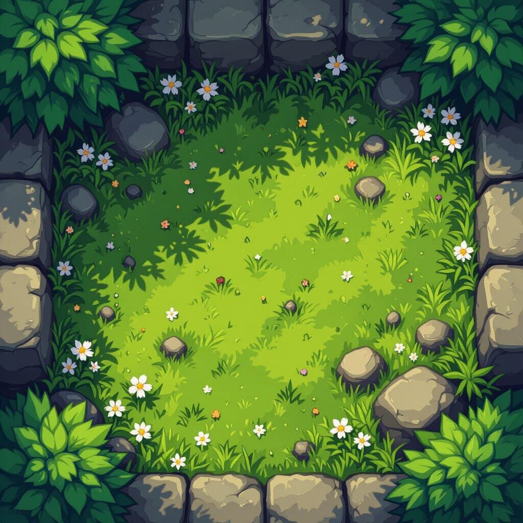 16x16 Pixel Art Grass Texture for Fantasy Games