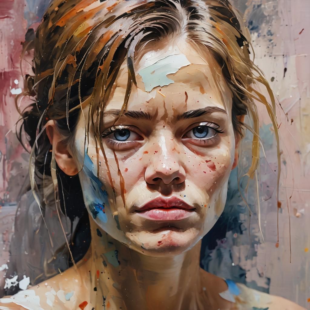 Distorted Portrait in Impressionist Impasto Style