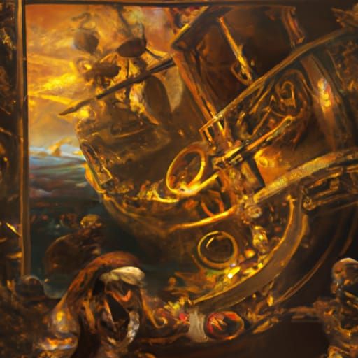 Cyberpunk Pirates in Baroque Style, a Masterpiece