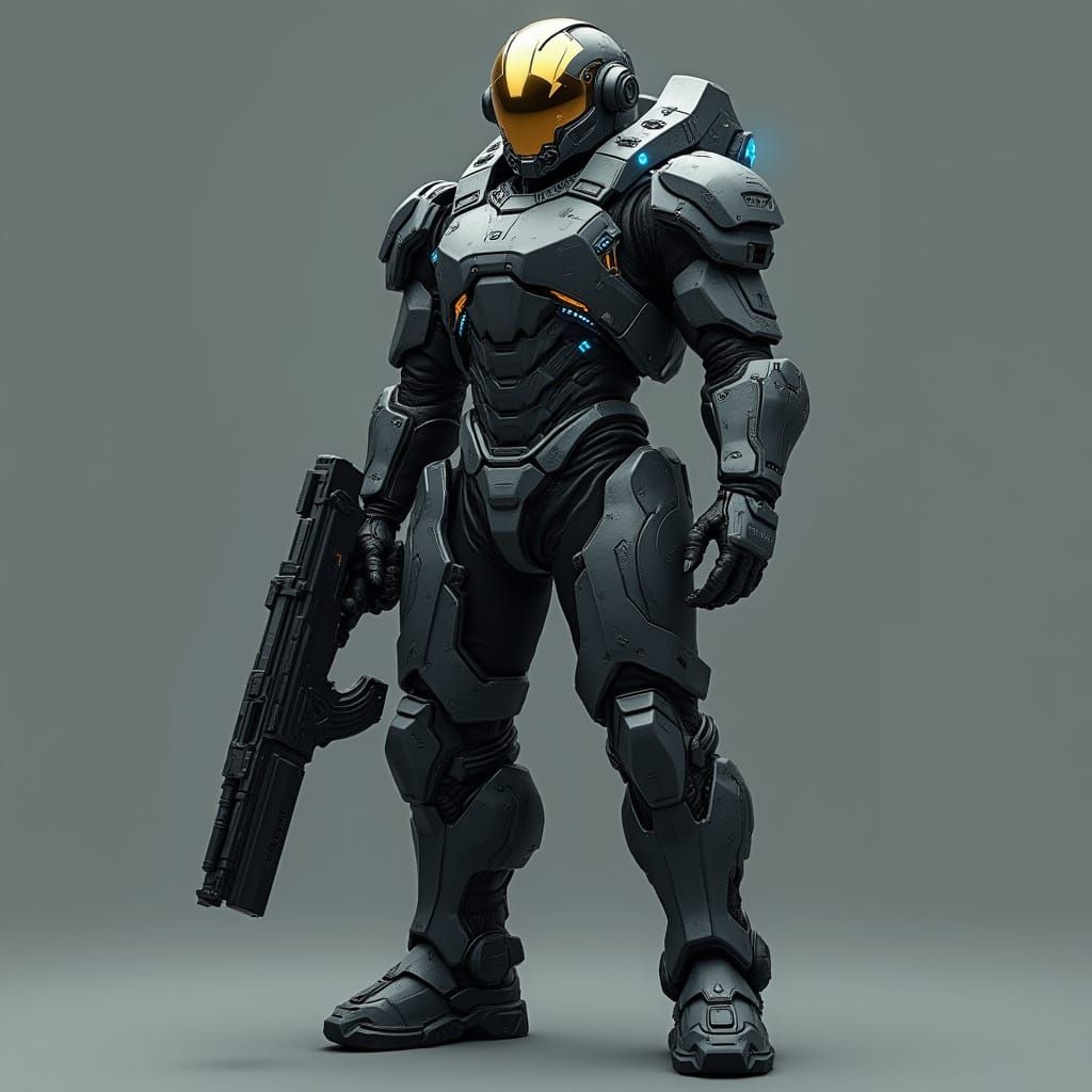 Cyberpunk Warrior in Dark Urban Armor