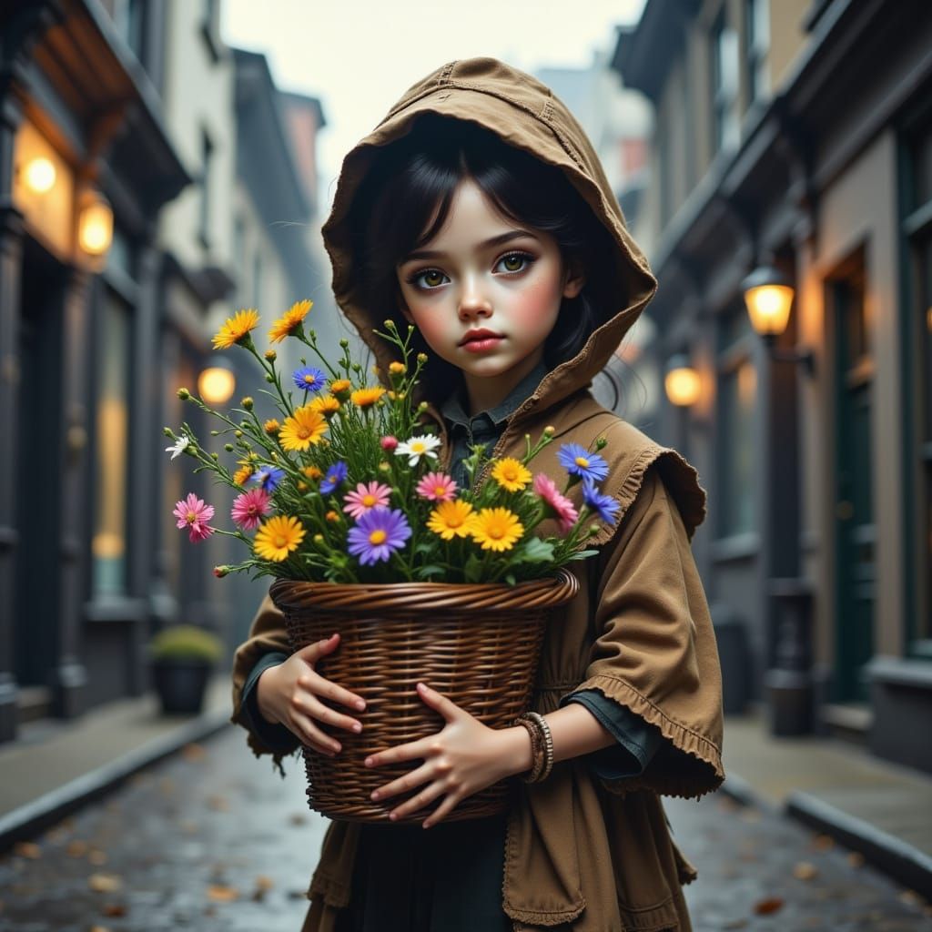 Whimsical Boy Doll Delivers Wildflowers to Mother