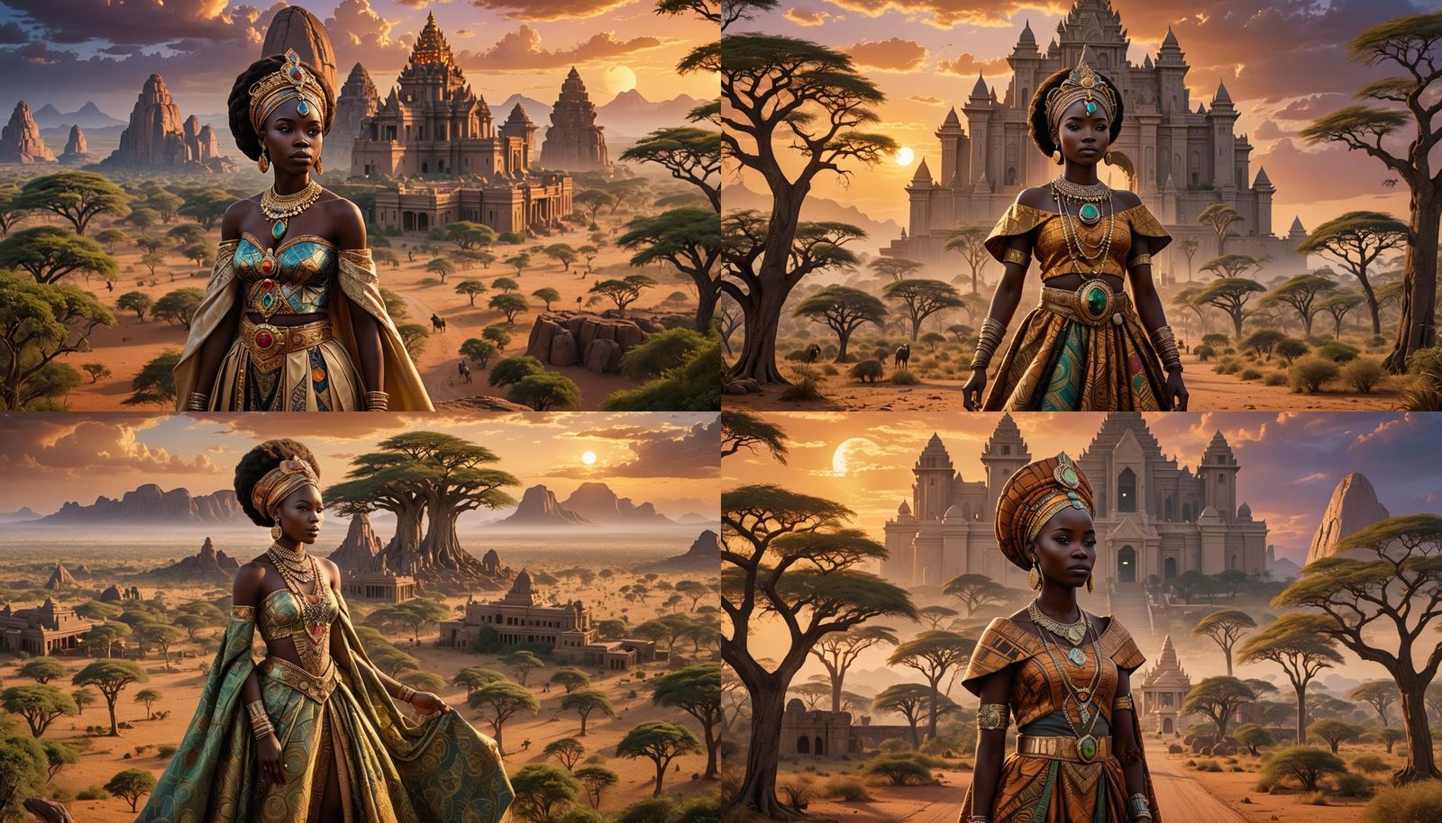 African Princess Adanna in Royal Setting, Fantasy Concept Ar...