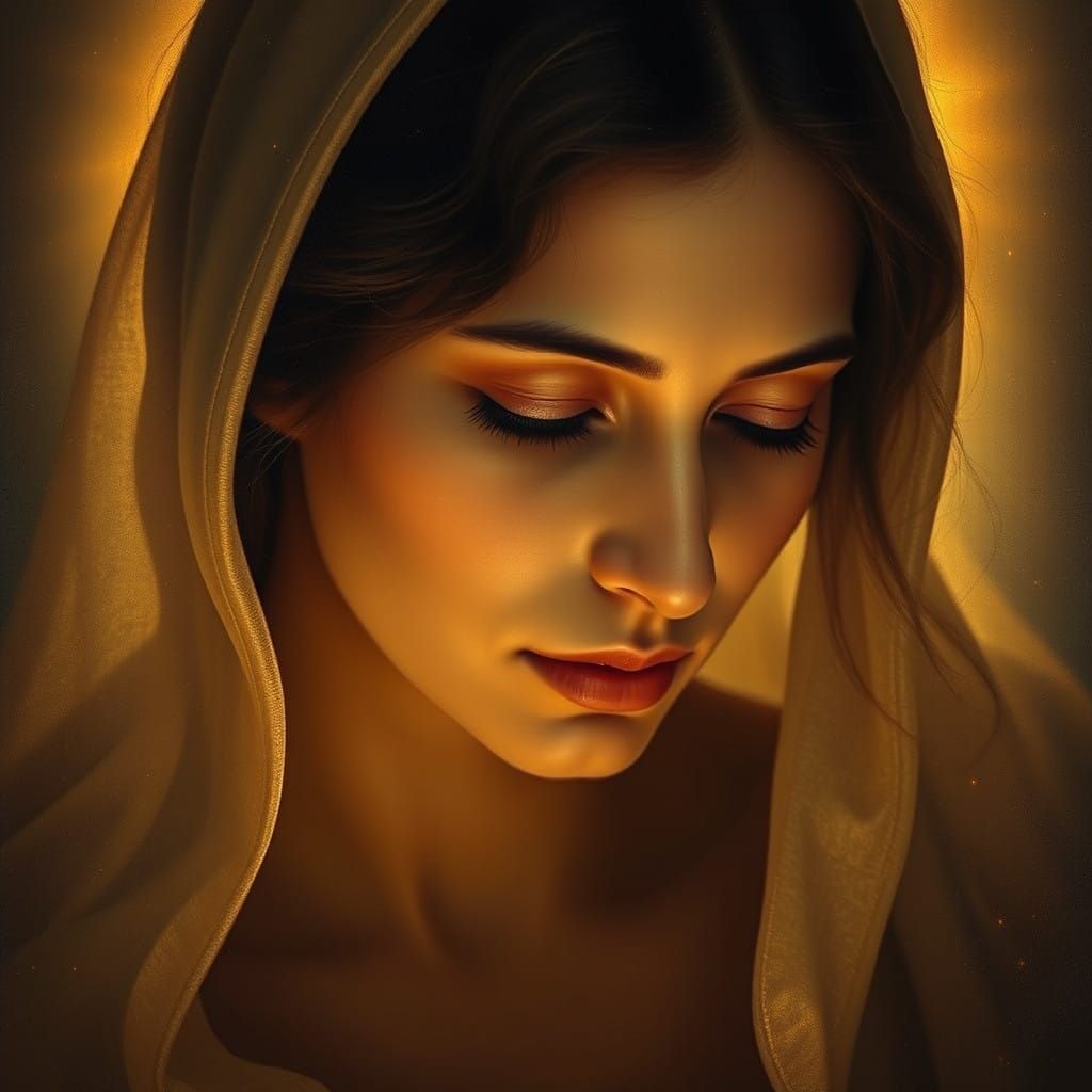 Serene Spiritual Contemplation in Golden Light