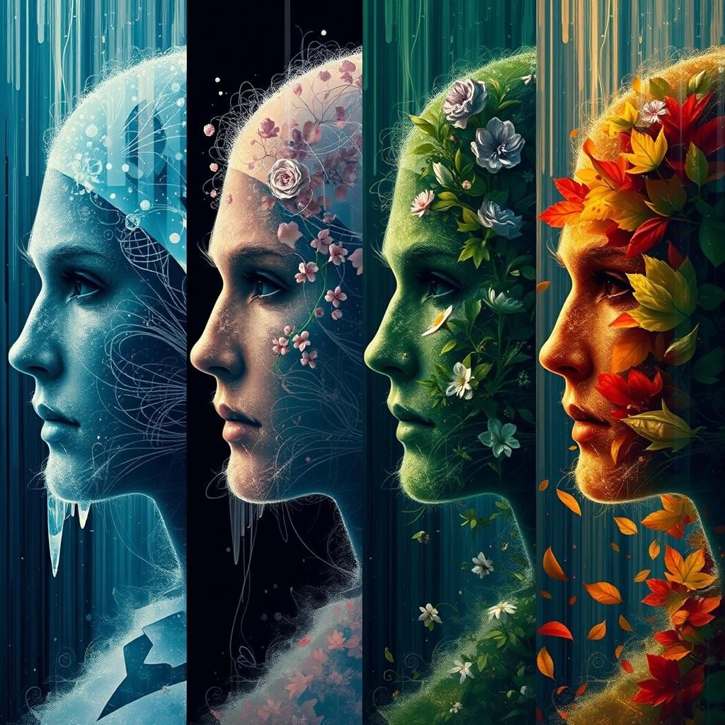 Seasonal Silhouettes in Glitchcore Surrealism