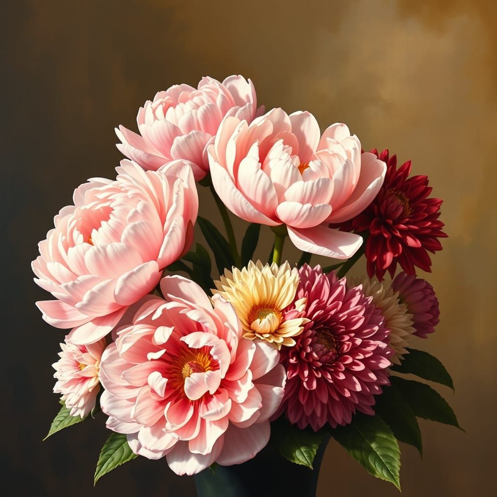 Peonies and Chrysanthemums: Classical Still Life