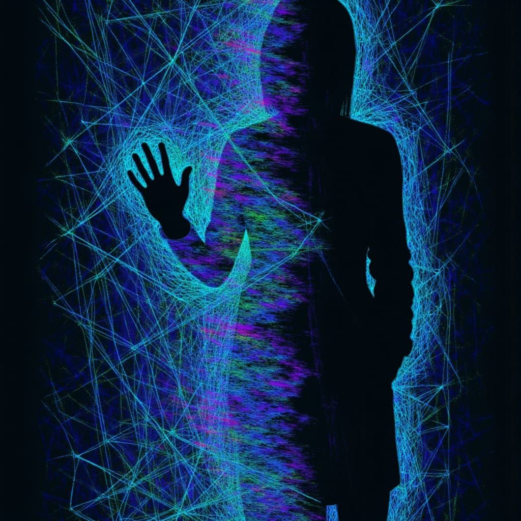 Silhouette Lost in Digital Network