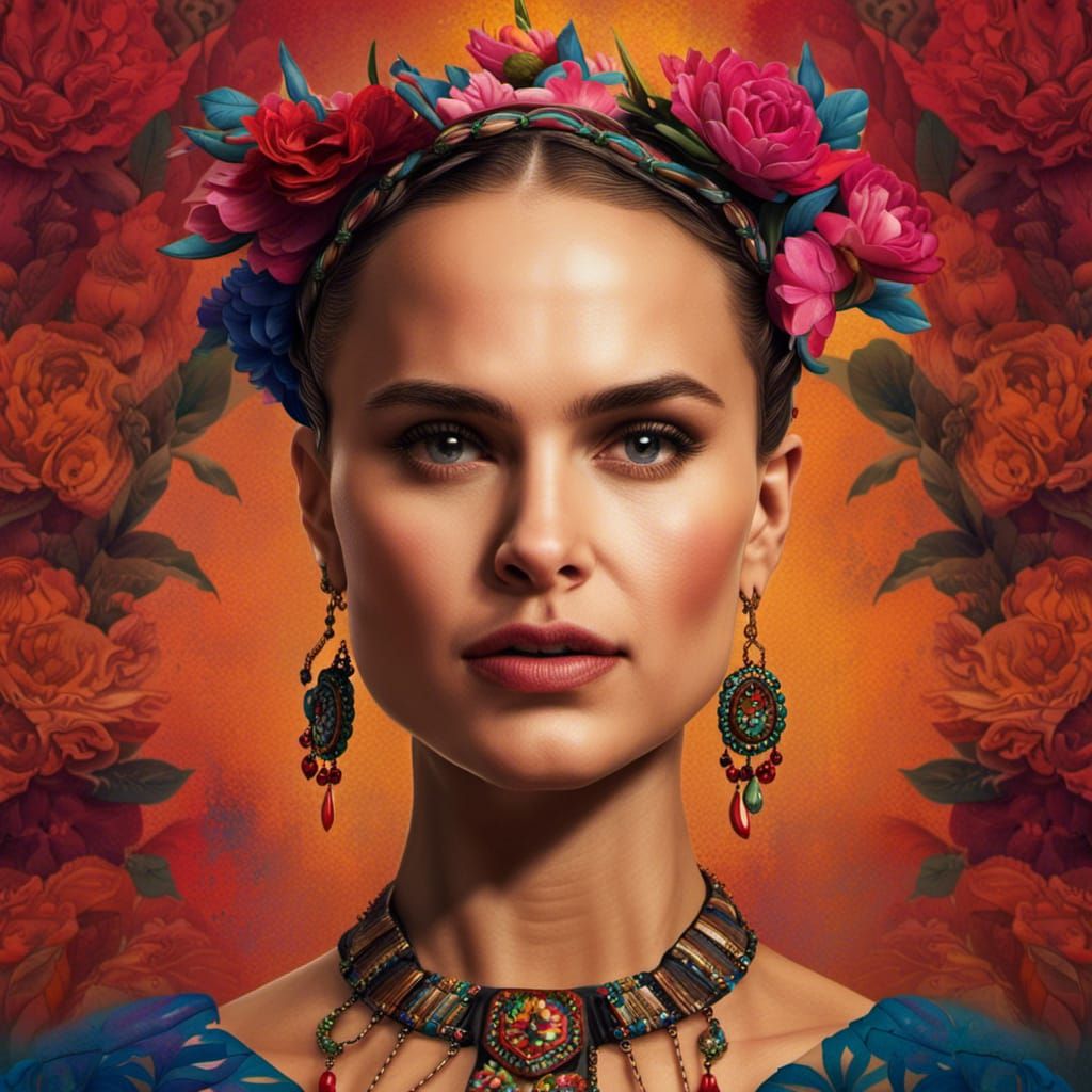 Natalie Portman Portrait in Surrealist Painting Style