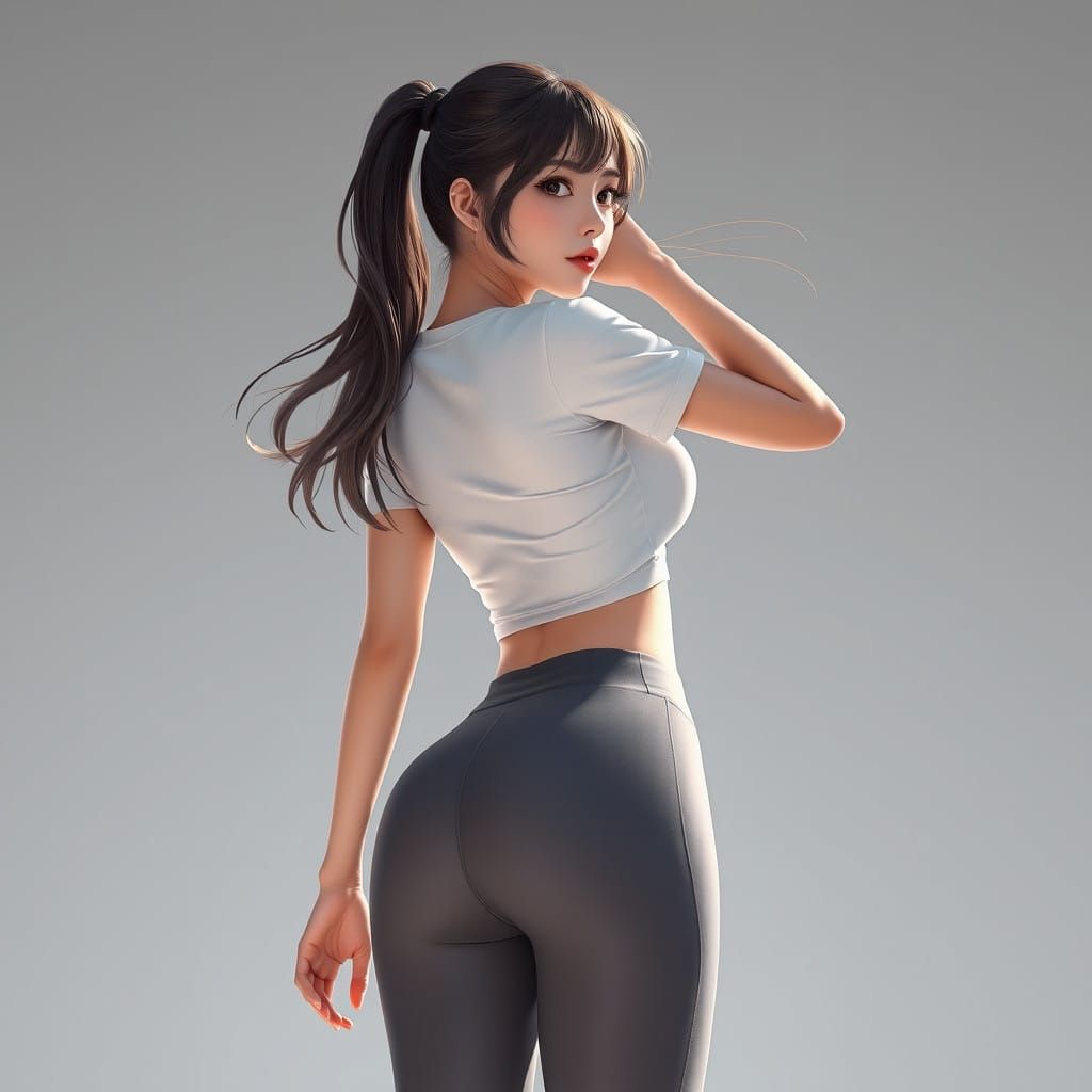 Anime-Inspired Korean Woman in Motion