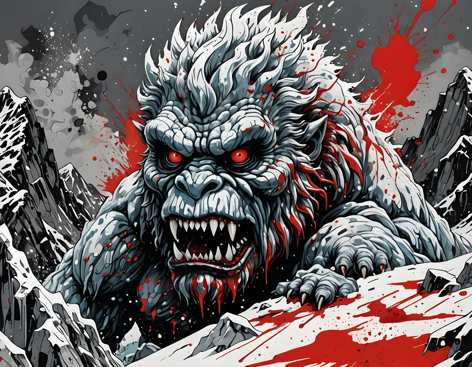 Ethereal Snow Beast Unfolds from Mountain Peak