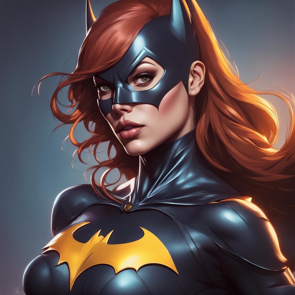 Hyperdetailed Batgirl Portrait in Striking Colors