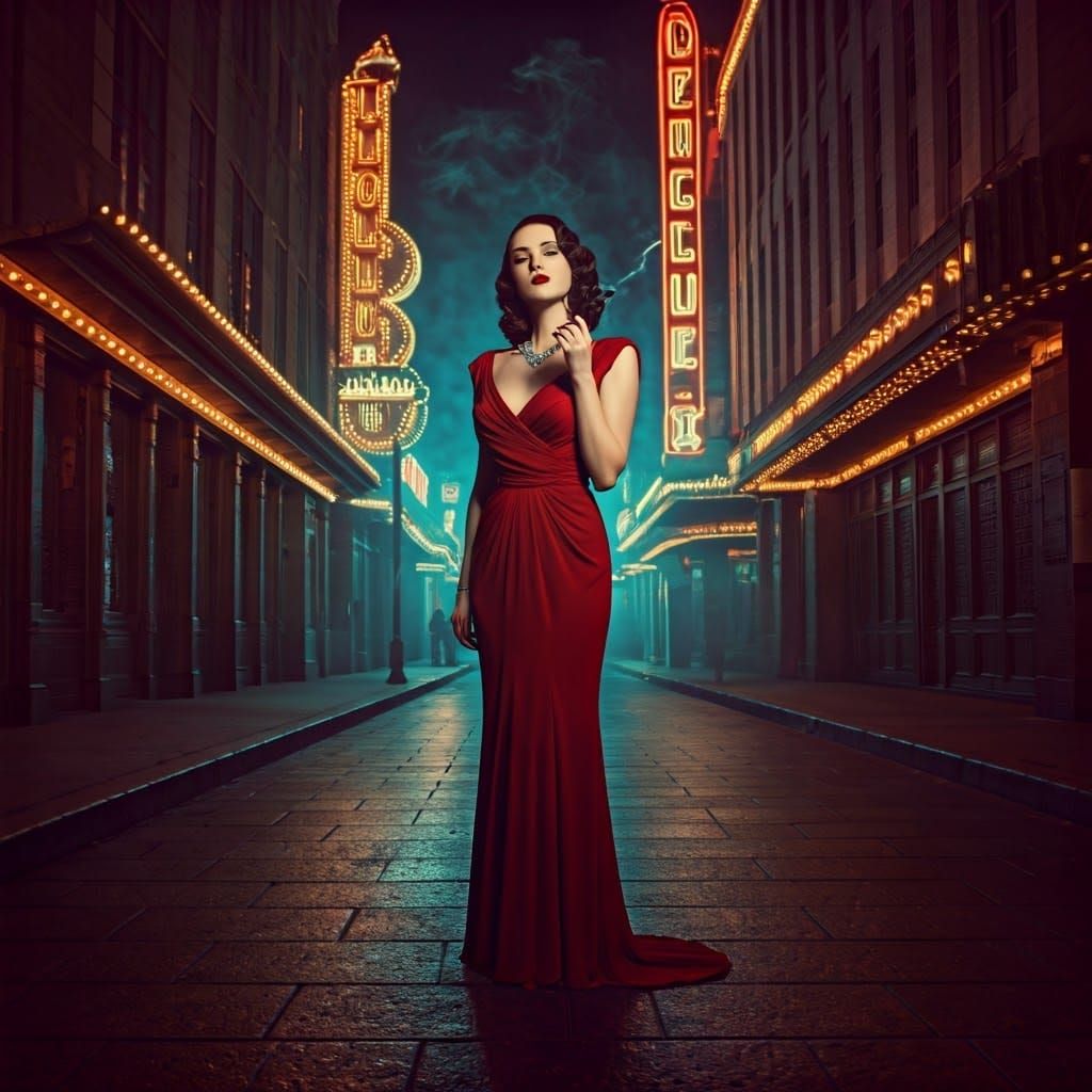 1940s Glamour in Film Noir Style