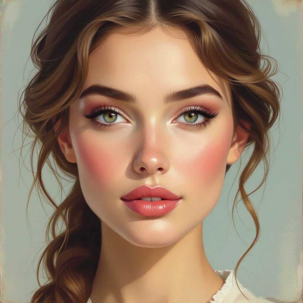 Renaissance Woman Portrait Pastel Painting