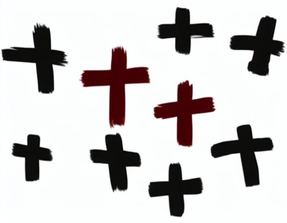 Abstract Brushstroke Crosses in Red and Black