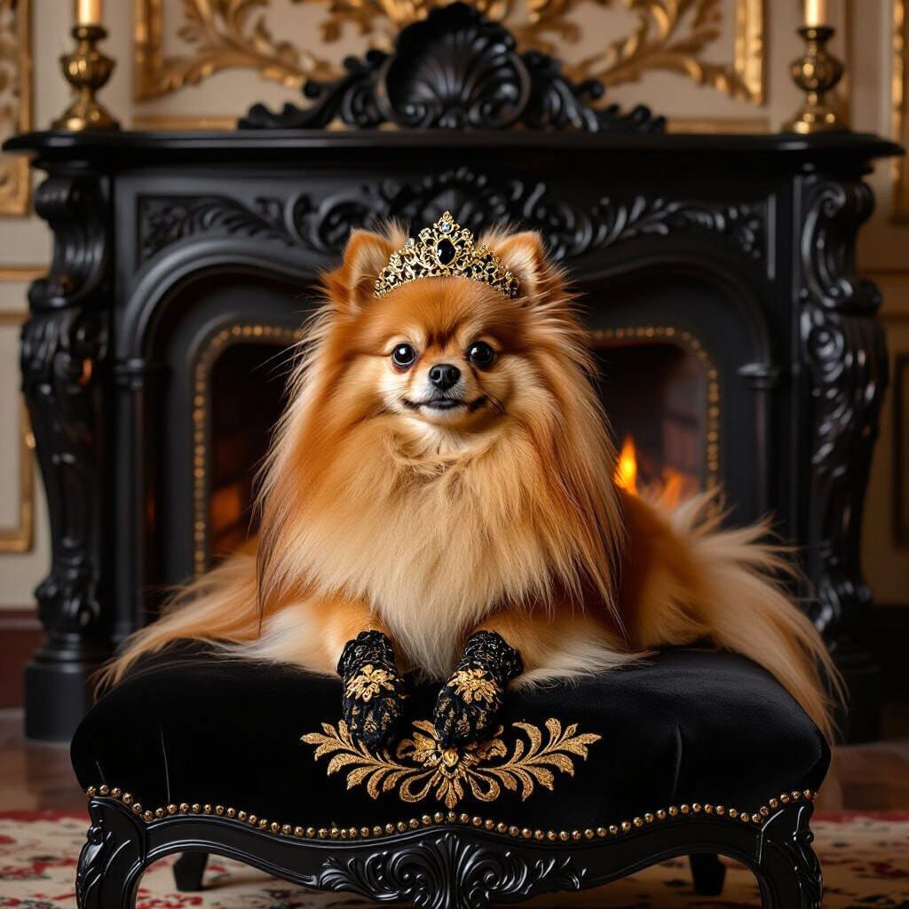 Pomeranian Portrait in Steampunk Style