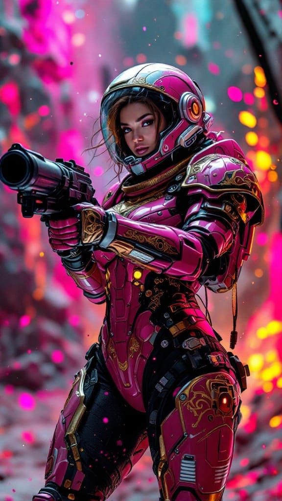 Heroic Interstellar Pilot in Cinematic Space Armor