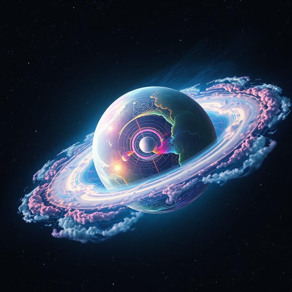 Surreal Quantum Planet in Cosmic Dreamscape