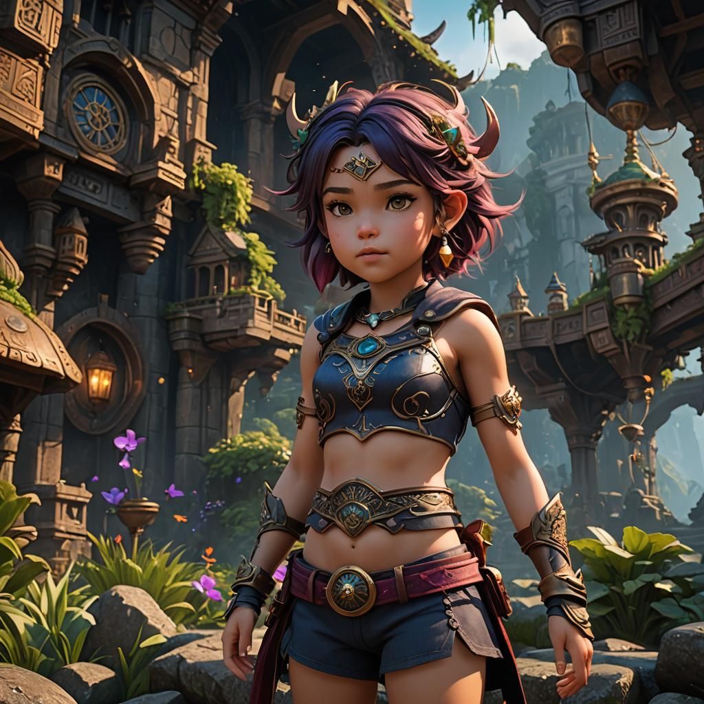 Fantastical Little Girl Matte Painting in Deep Color