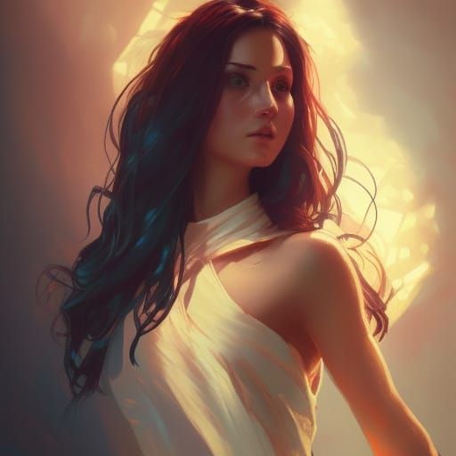 Detailed Portrait of Woman in Art Nouveau Style