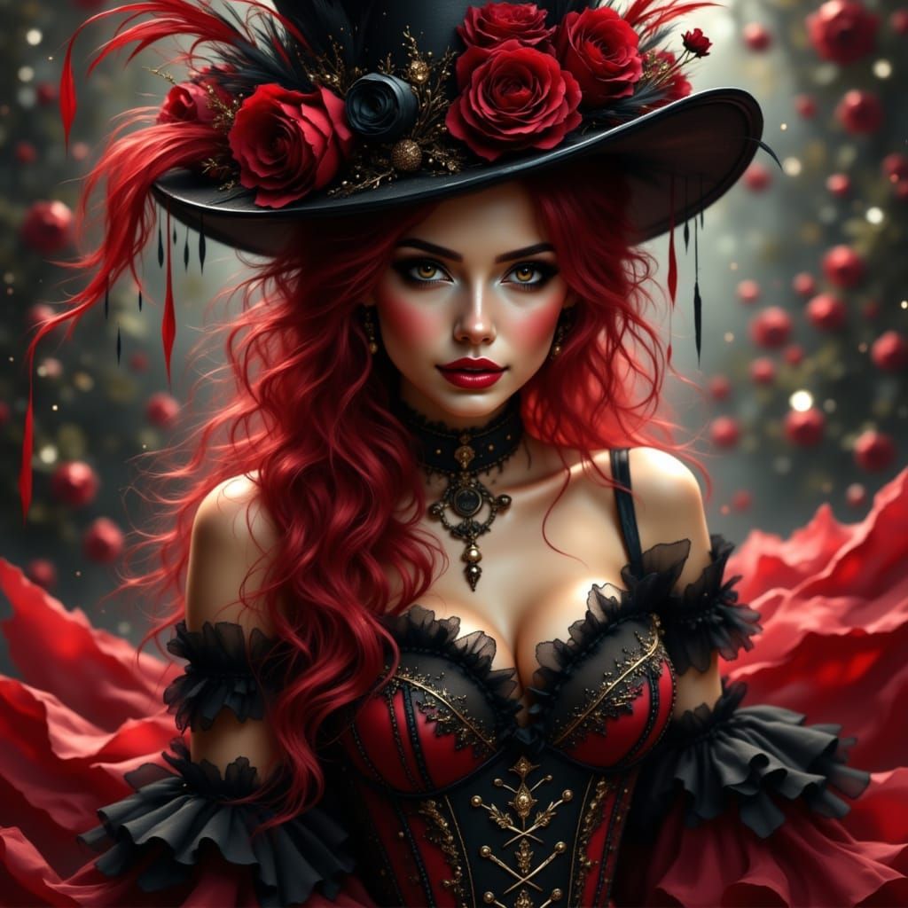 Stunning Red and Black Beauty in Epic Cinematic Style