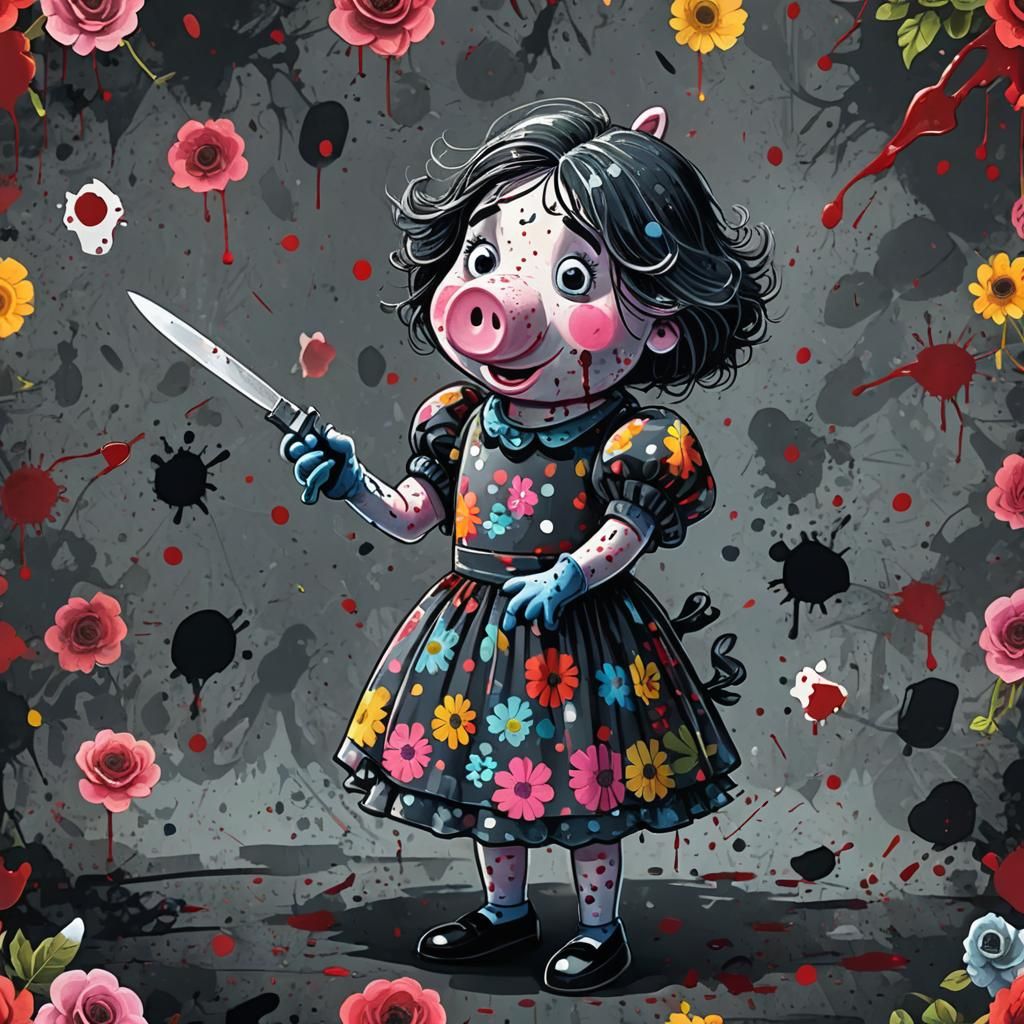 Macabre Peppa Pig Horror Concept Art