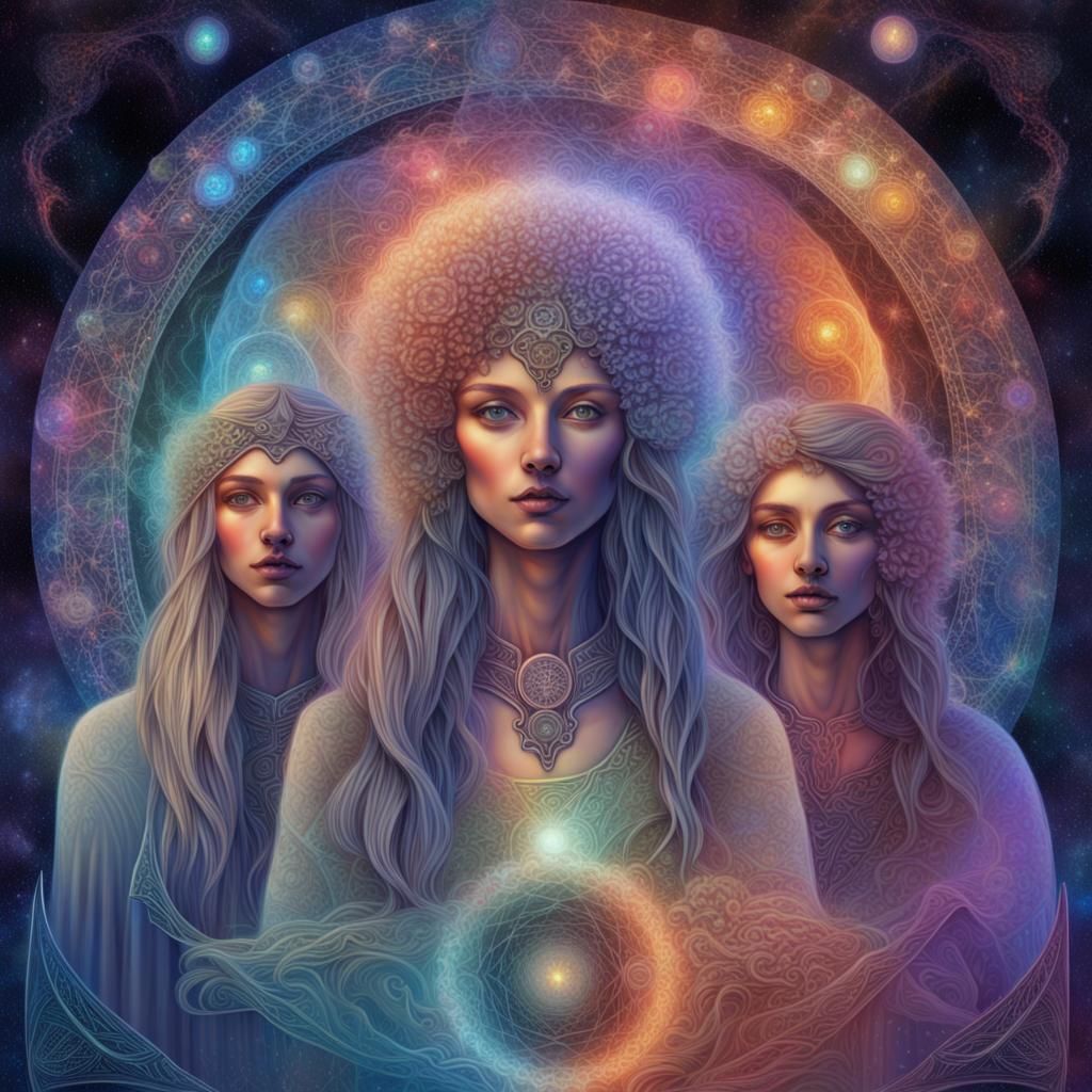 Maiden Mother Crone: Holographic Astral Illustration