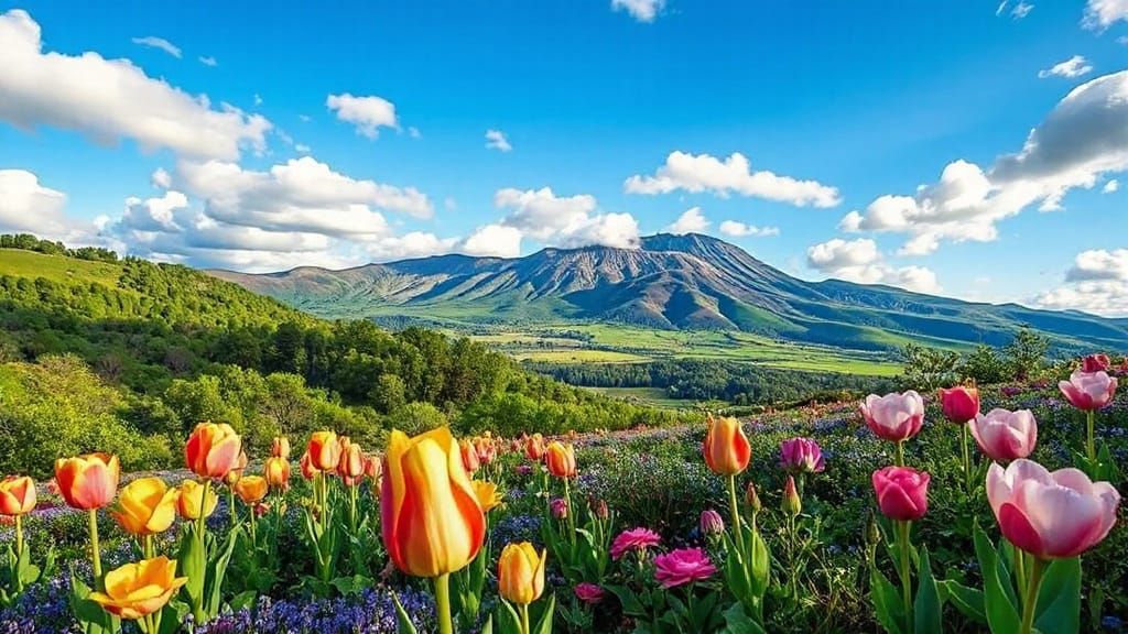 Dreamy Spring Landscape in Impressionist Style