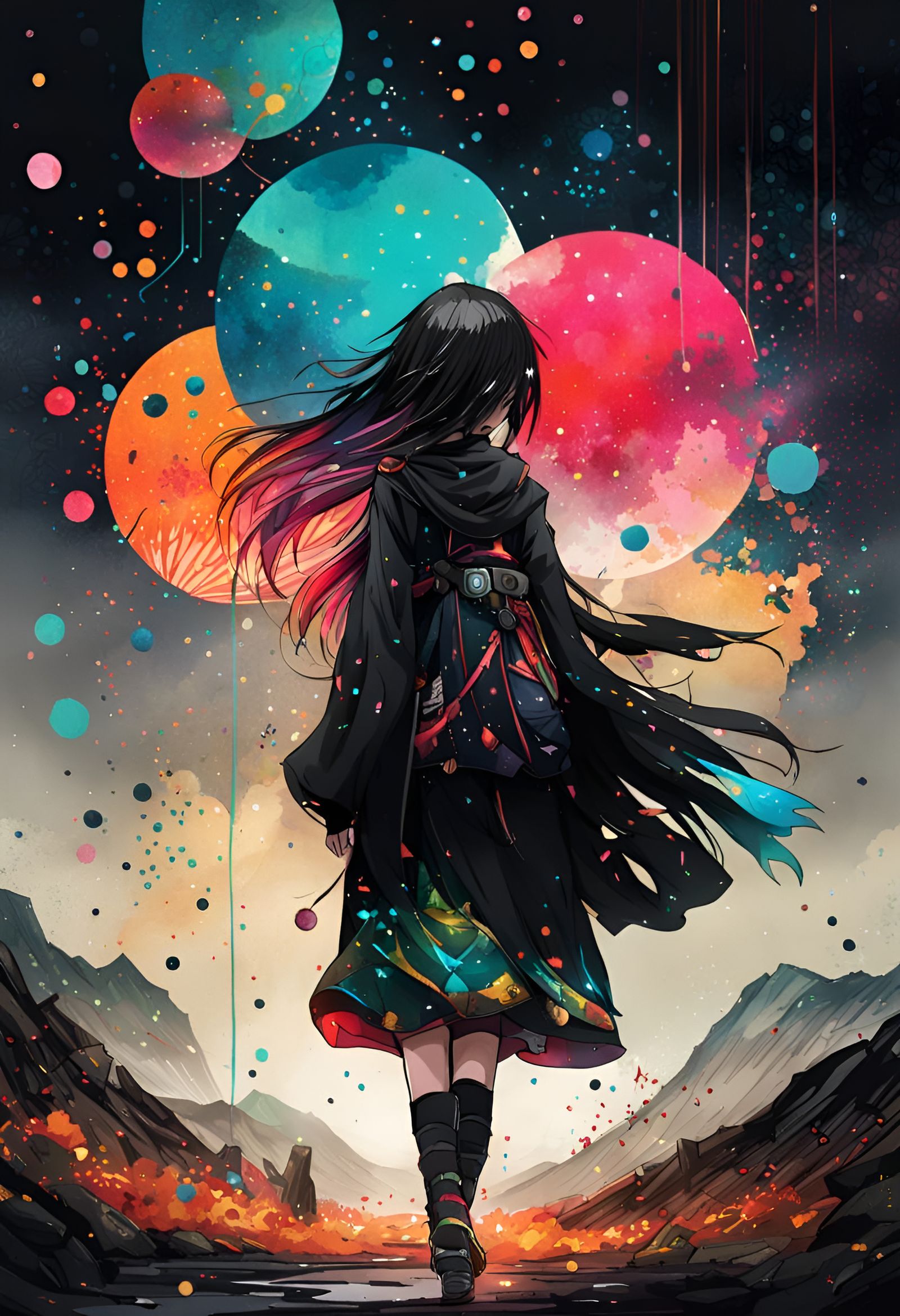 Nirvana Landscape in Anime Watercolor Style