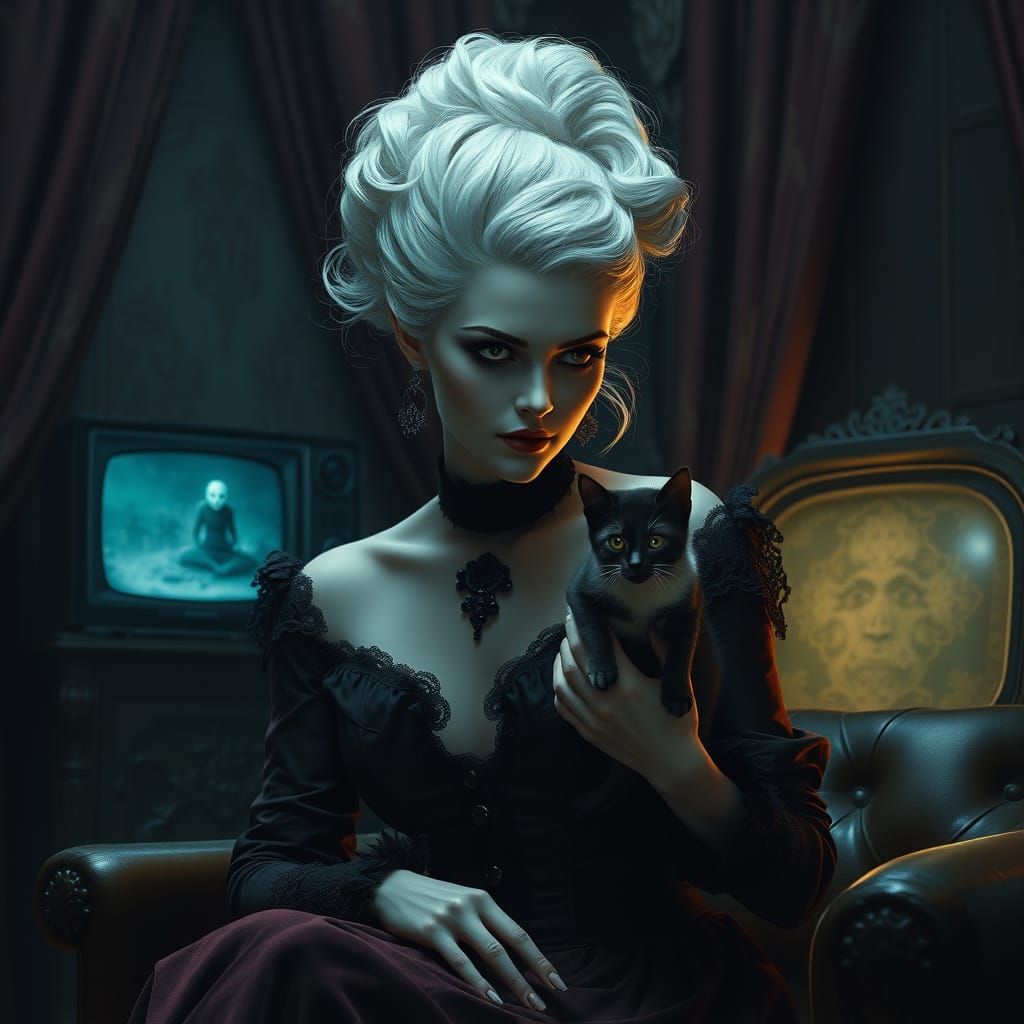 Ghost girl and evil kitten