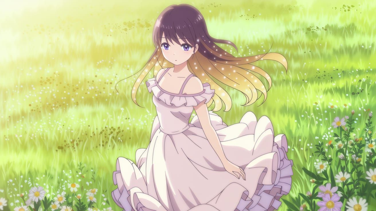 Anime Goddess Basks in Warm Sunlight