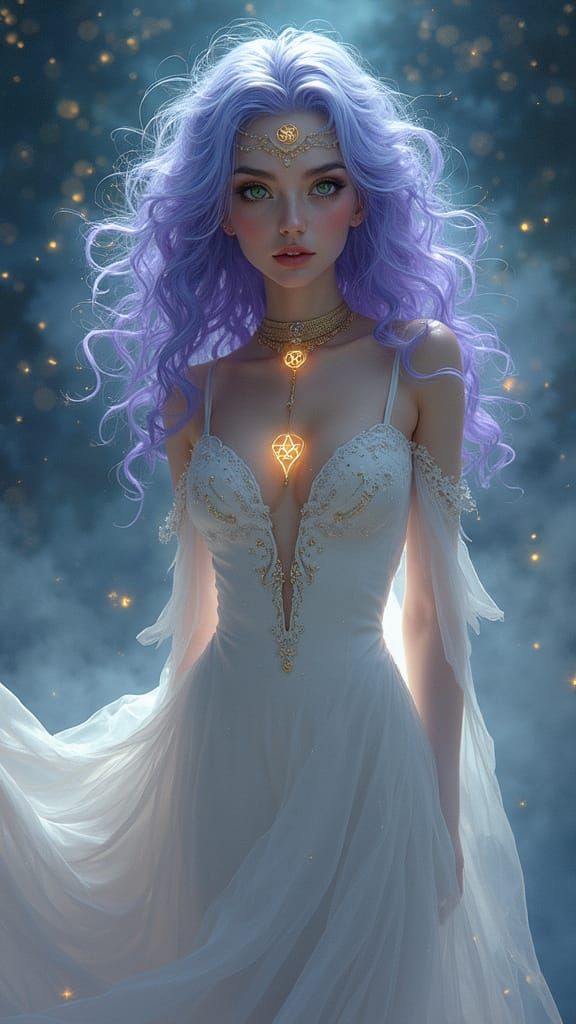 Celestial Sorceress in Interstellar Dreamscape