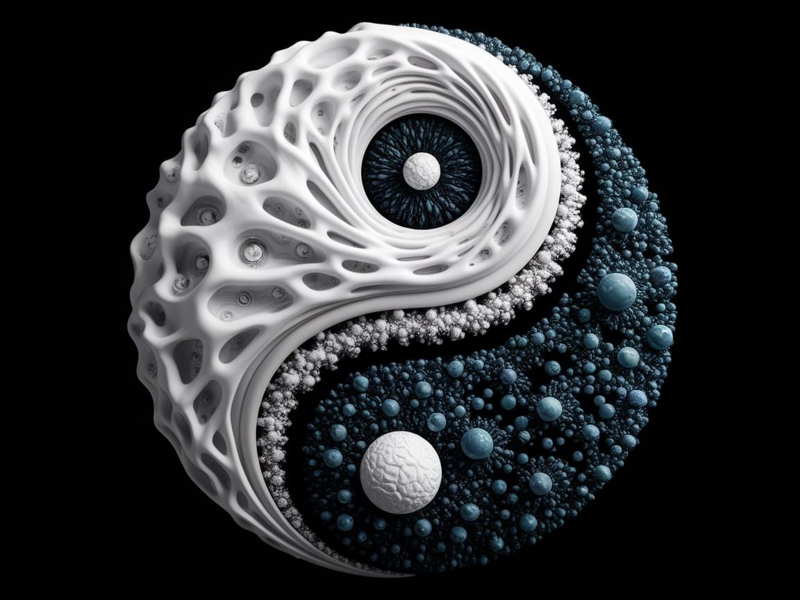 Abstract White Liquid Jets Rejoining Ether