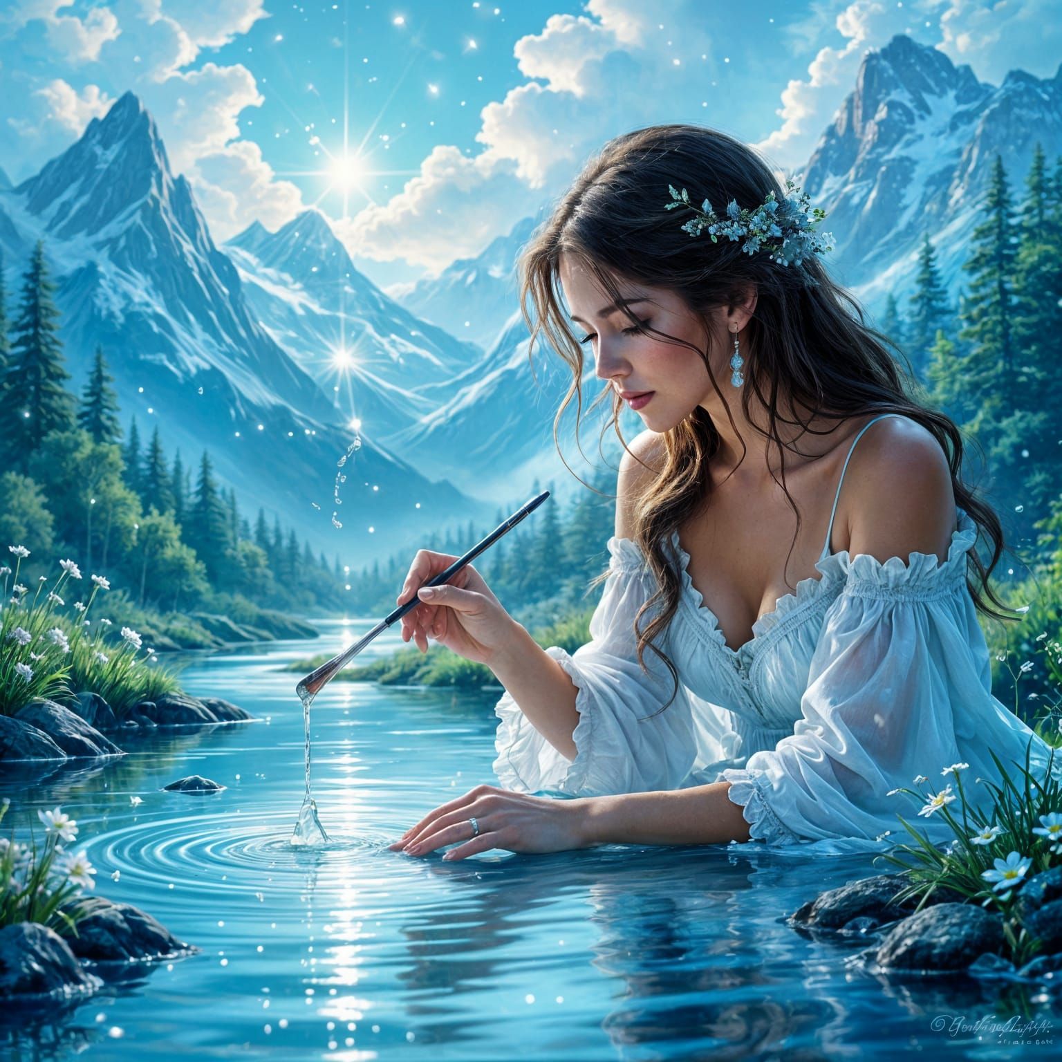 Magical Artist Paints Water Landscapes on Liquid Canvas