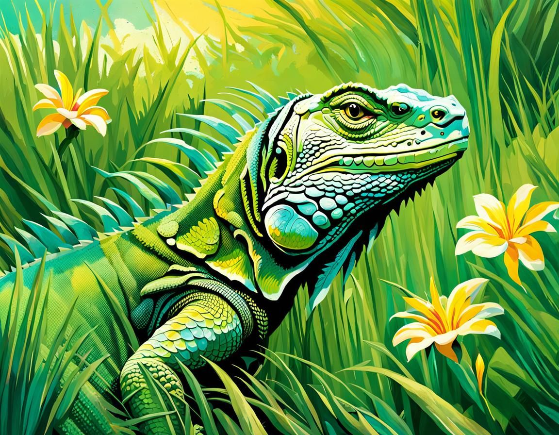 Retro Travel Illustration: Iguana in Miami