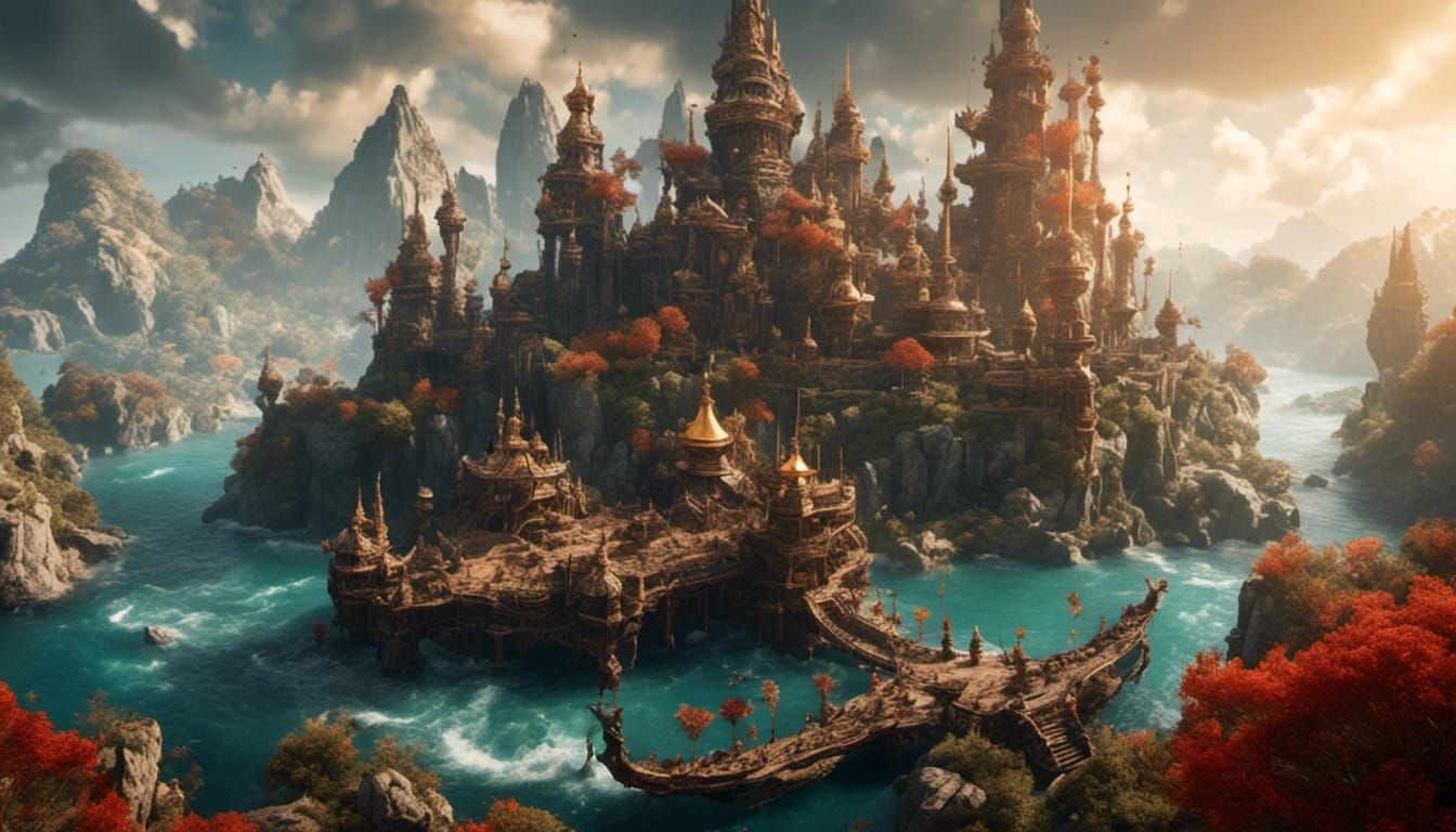 Vibrant Dreamlike Fantasy in Detailed Matte Painting