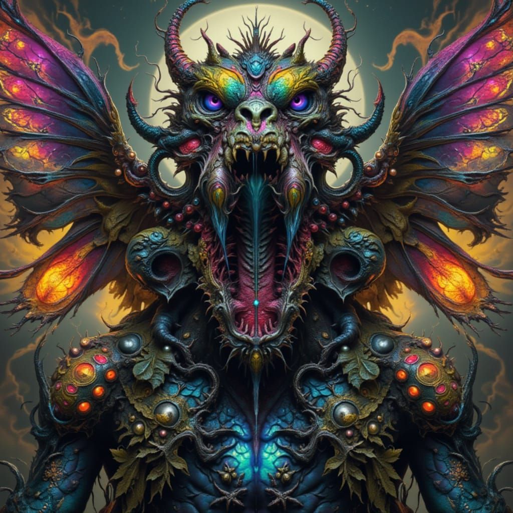 Nightmarish Hybrid Creature in Strangecore Style